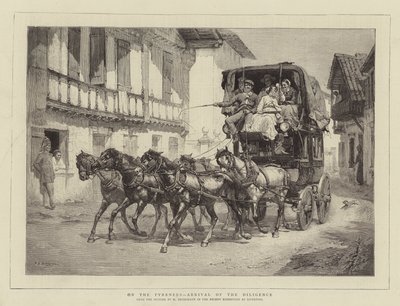 On the Pyrenees, Arrival of the Diligence by Frederick Arthur Bridgman